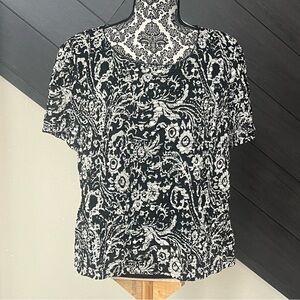 💥🍒East 5th Cream/Black Sheer &‎ Lace Textured Blouse💥🍒